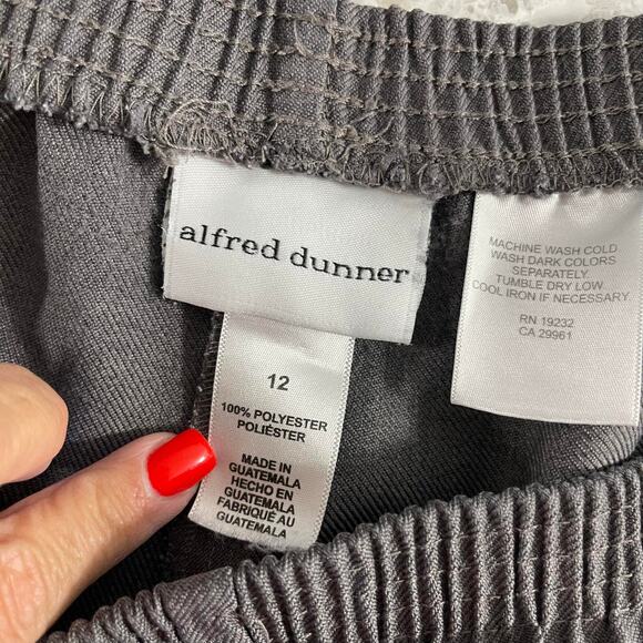 Alfred Dunner slacks pants trousers women's 12 GRAY elastic waist pull on slash - Picture 8 of 12